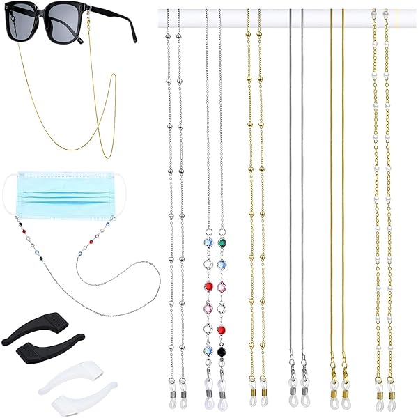 NVENF 12PCS Glasses Chain Lanyard Bead Pearl Face Cover